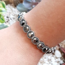 Pulseira prata - Jet Hematite