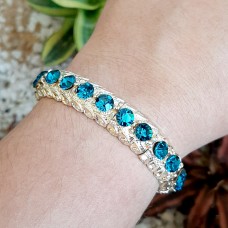 Pulseira gomo dourado - Blue Zircon